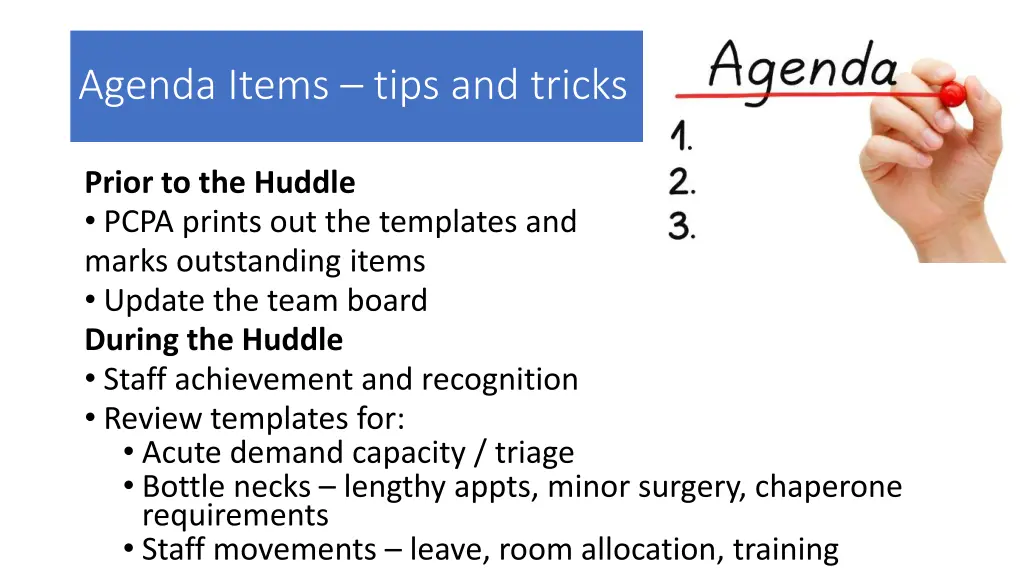 agenda items tips and tricks