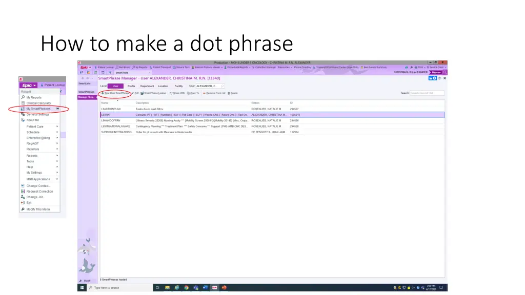 how to make a dot phrase