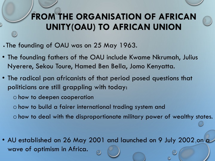 from the organisation of african unity