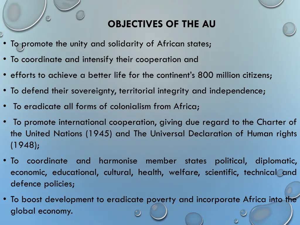 objectives of the au