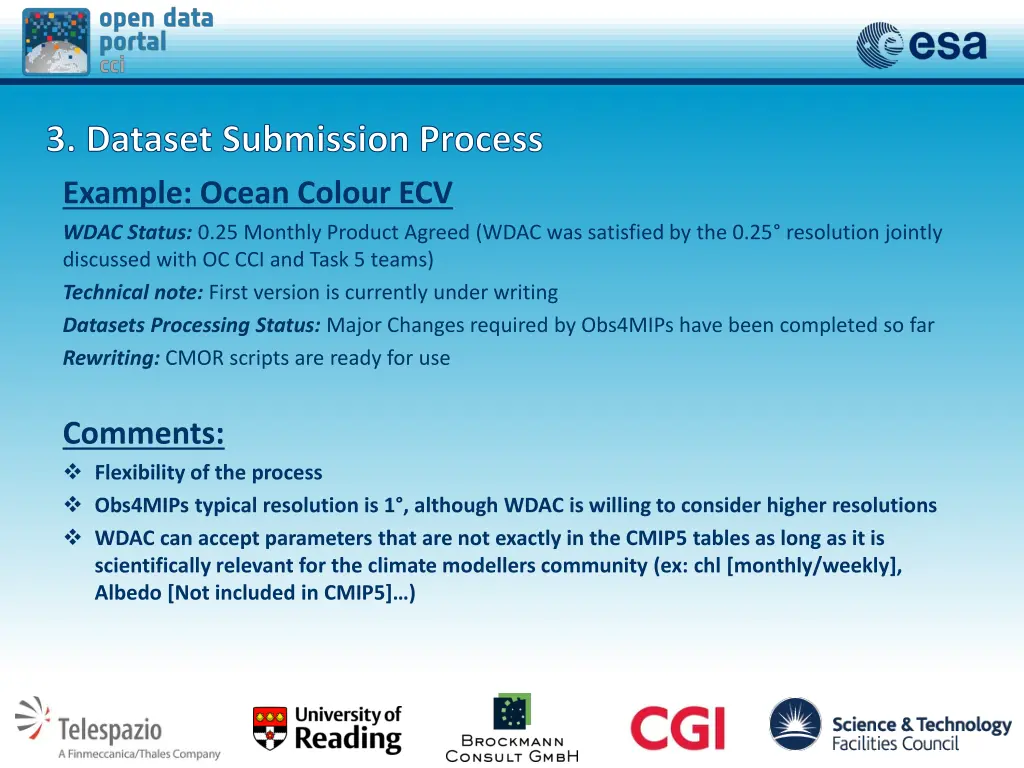 3 dataset submission process example ocean colour