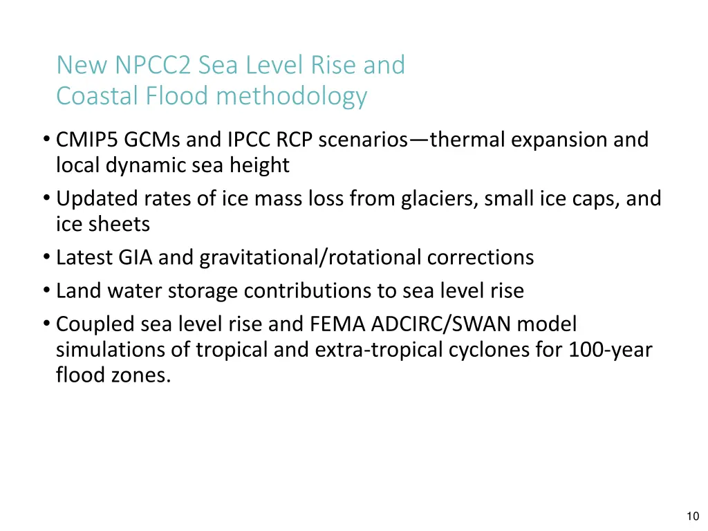 new npcc2 sea level rise and coastal flood