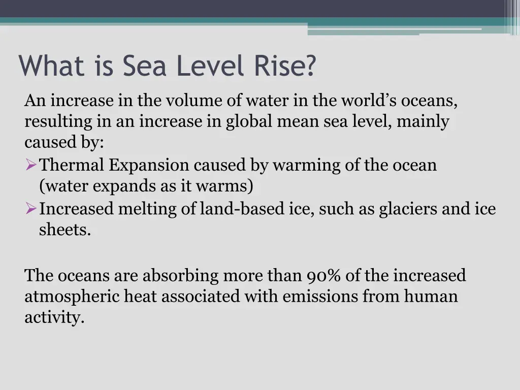 what is sea level rise an increase in the volume