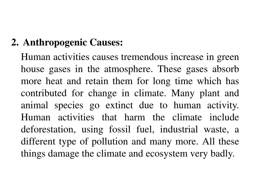 2 anthropogenic causes human activities causes