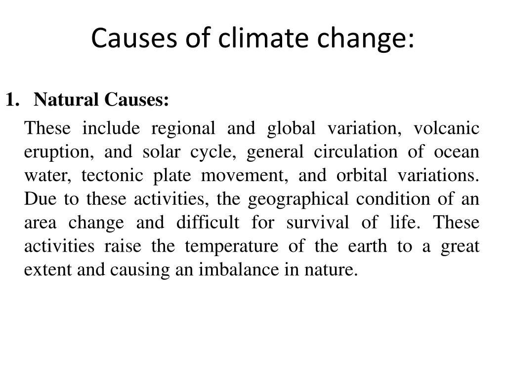 causes of climate change