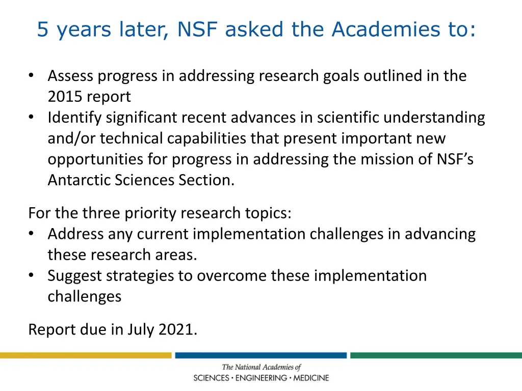 5 years later nsf asked the academies to