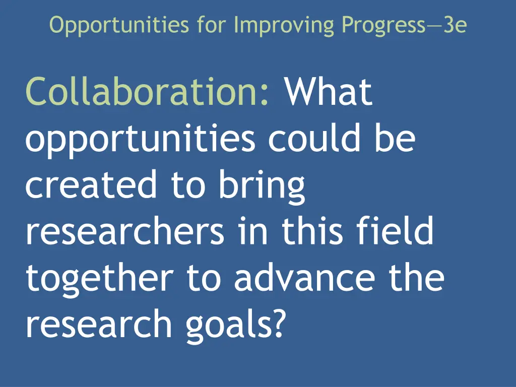 opportunities for improving progress 3e