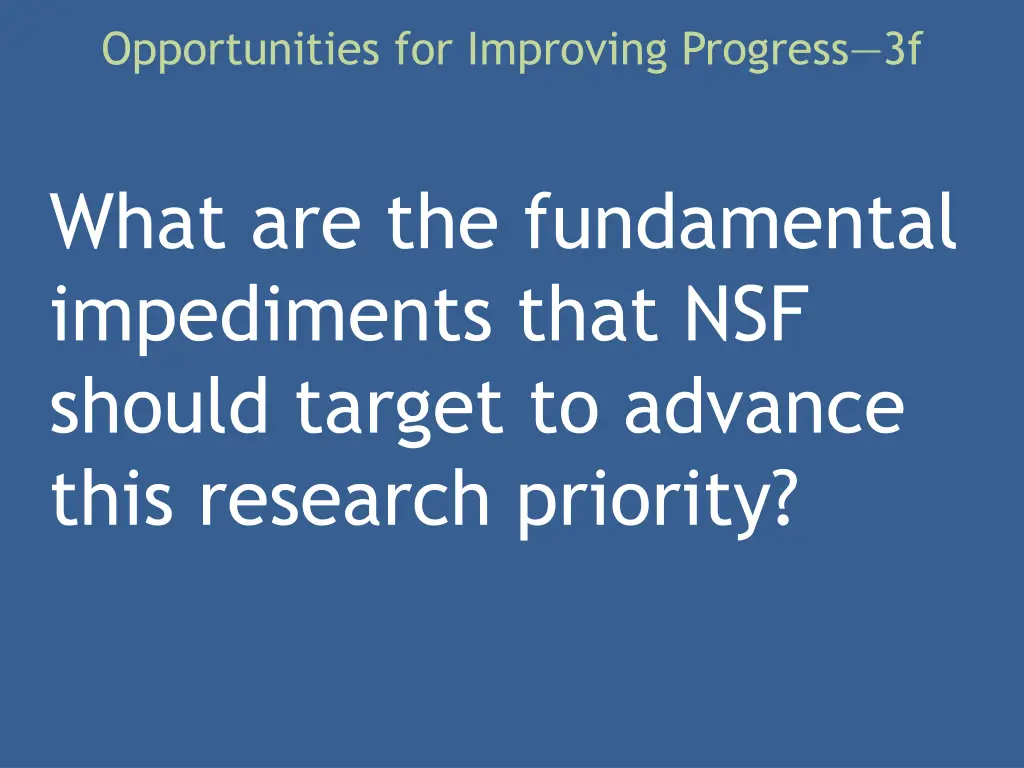 opportunities for improving progress 3f