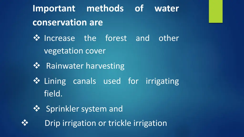 important methods of water conservation are