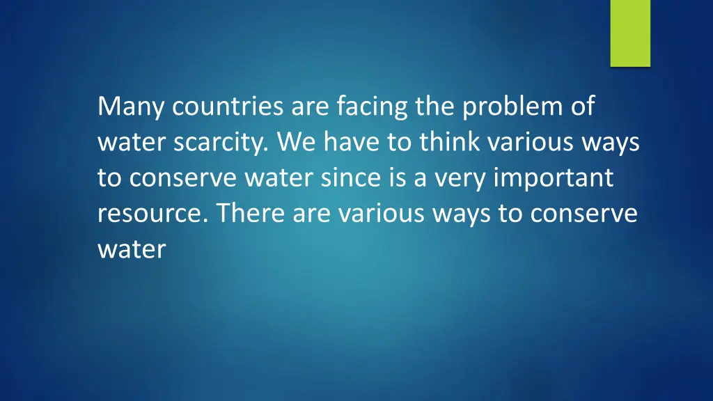 many countries are facing the problem of water