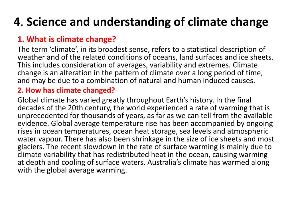 4 science and understanding of climate change