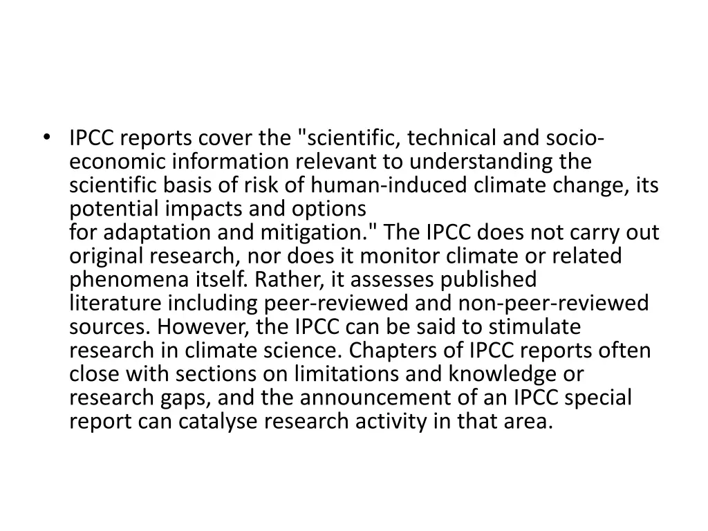 ipcc reports cover the scientific technical