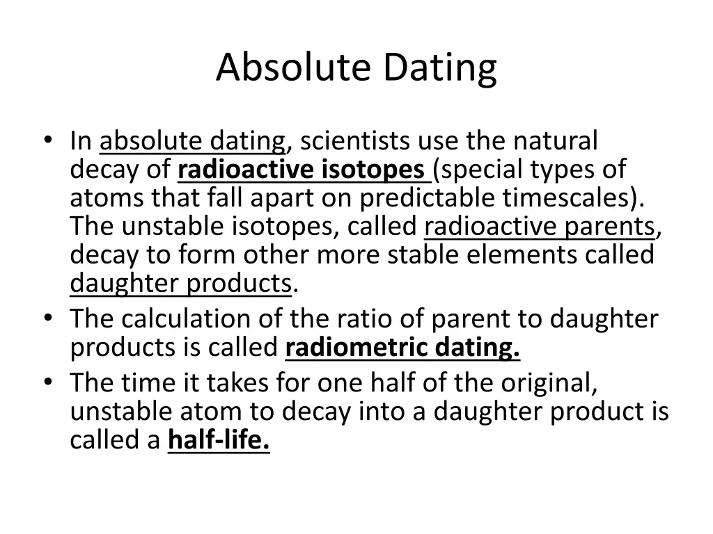 absolute dating