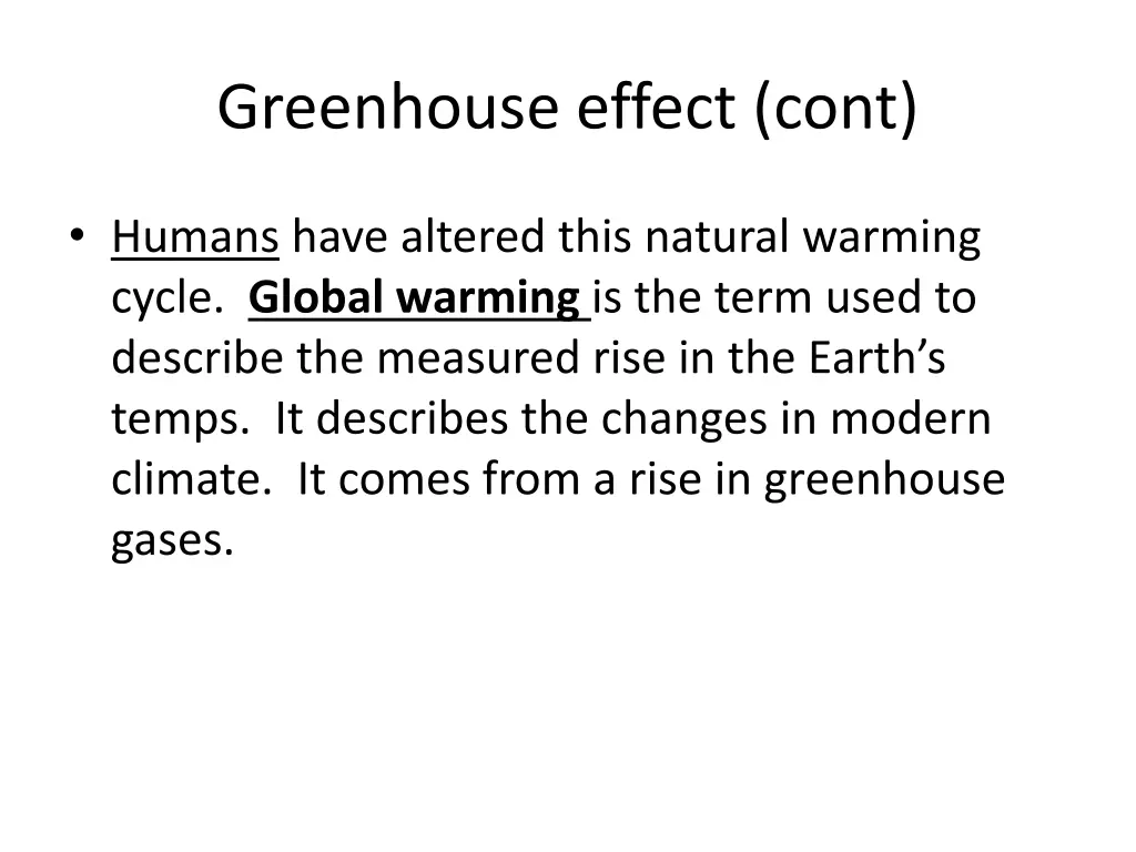 greenhouse effect cont