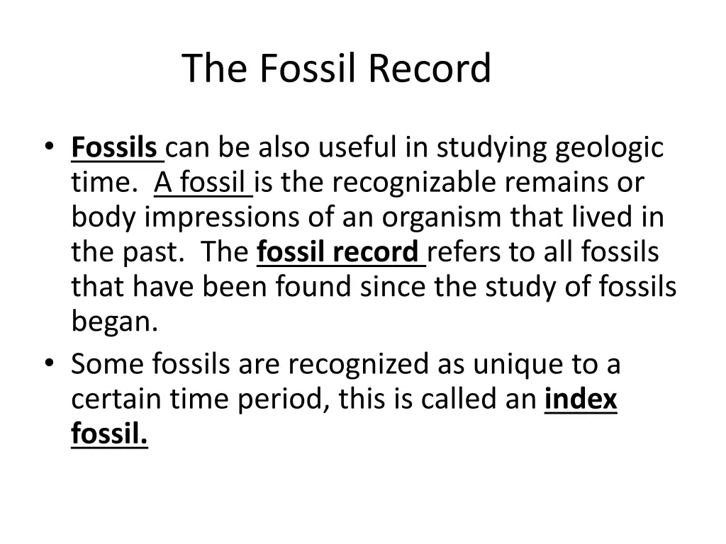 the fossil record