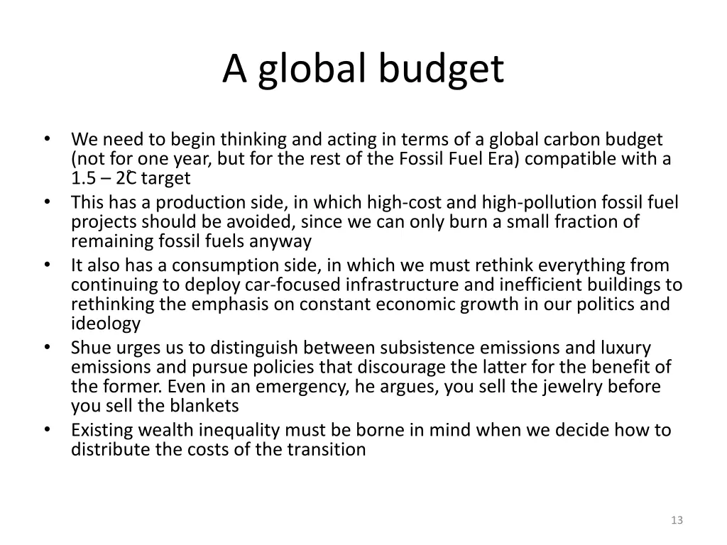 a global budget