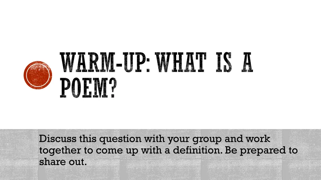 warm up what is a poem