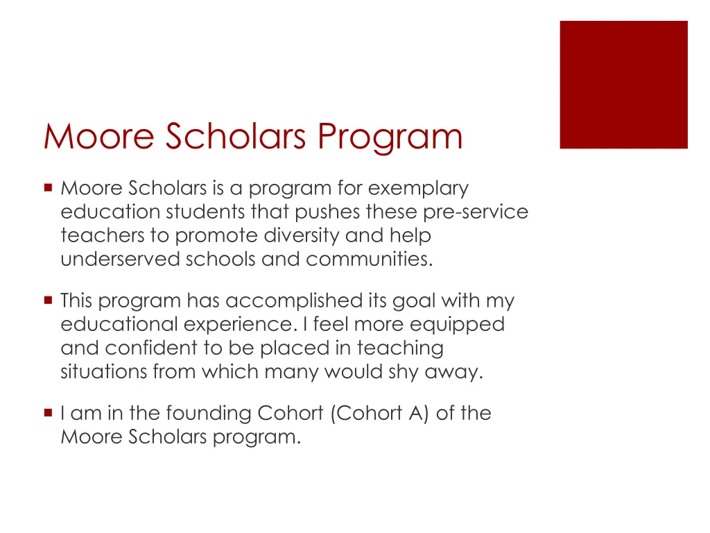 moore scholars program