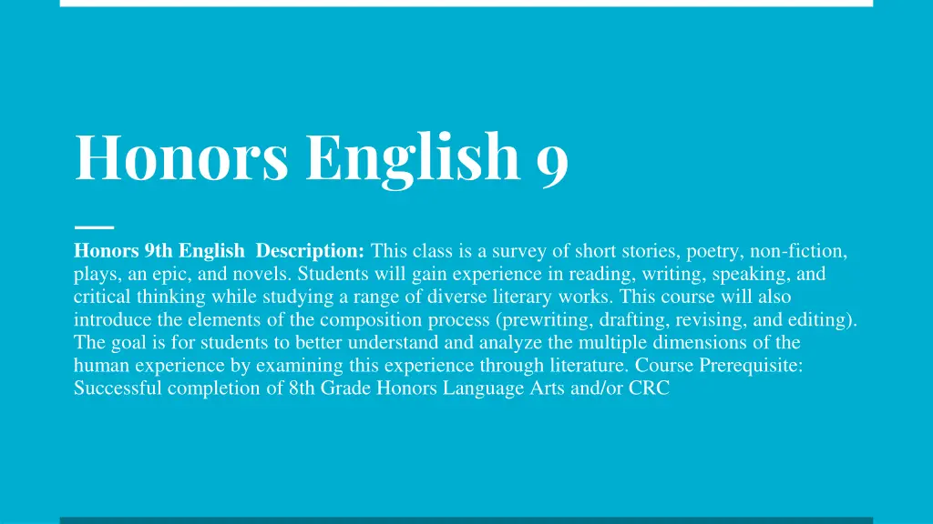 honors english 9 1