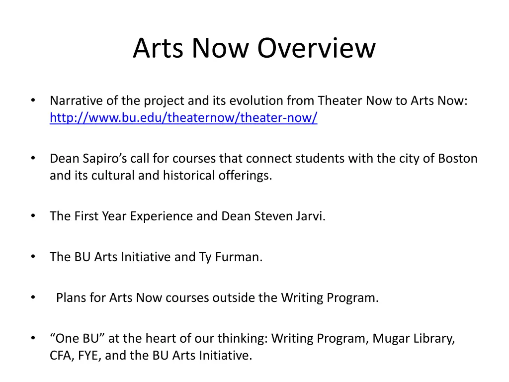 arts now overview