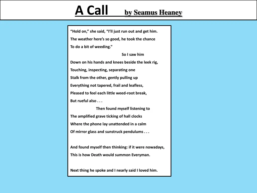 a call by seamus heaney