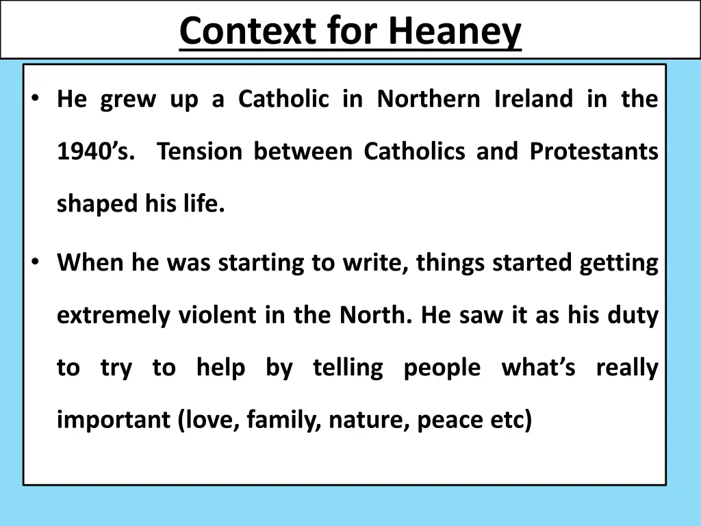 context for heaney