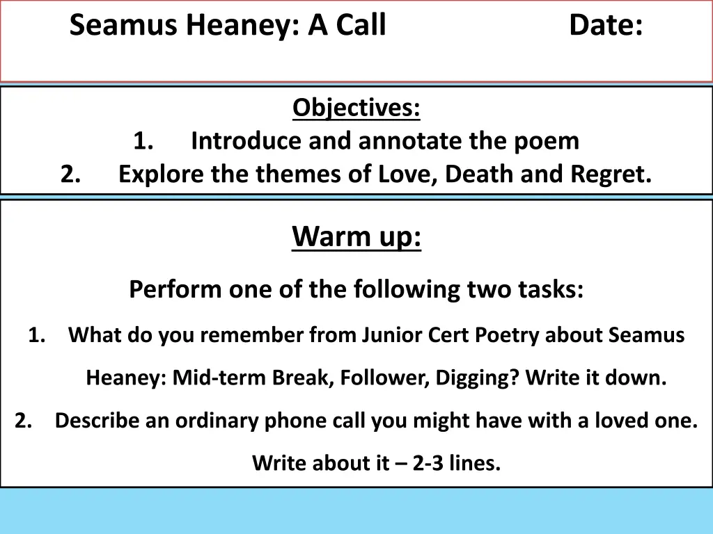 seamus heaney a call