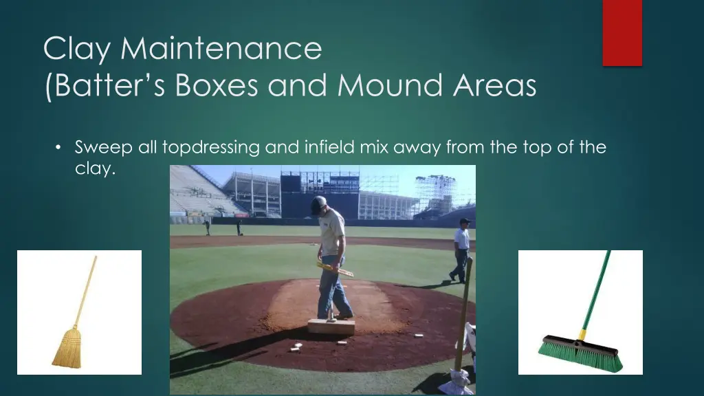 clay maintenance batter s boxes and mound areas