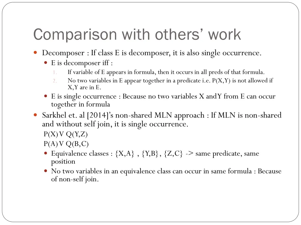 comparison with others work