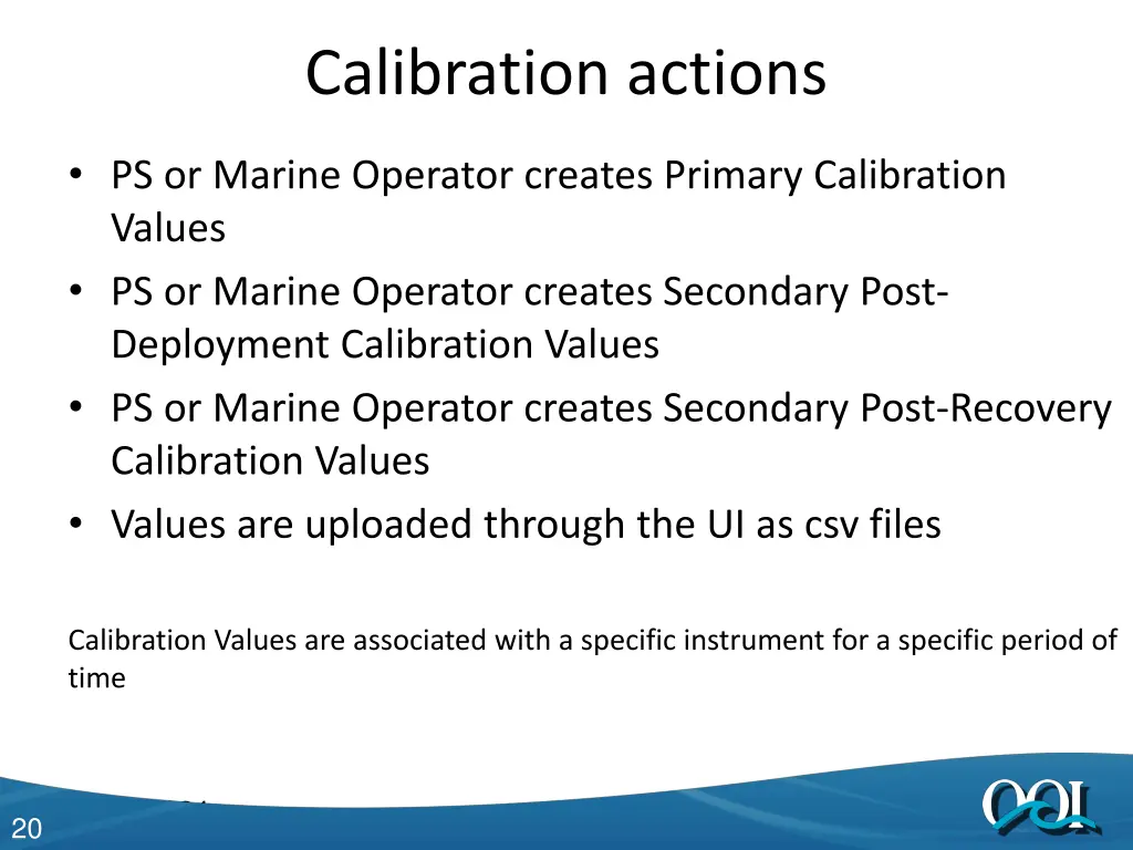 calibration actions