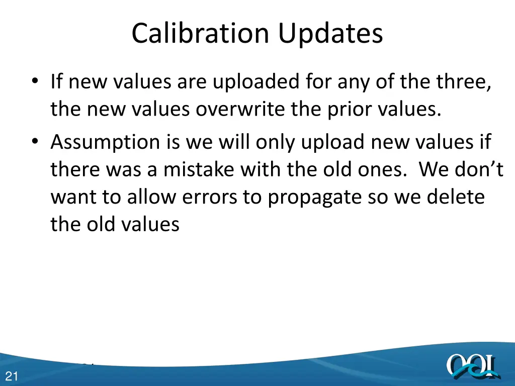 calibration updates