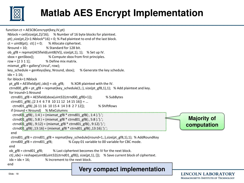 matlab aes encrypt implementation