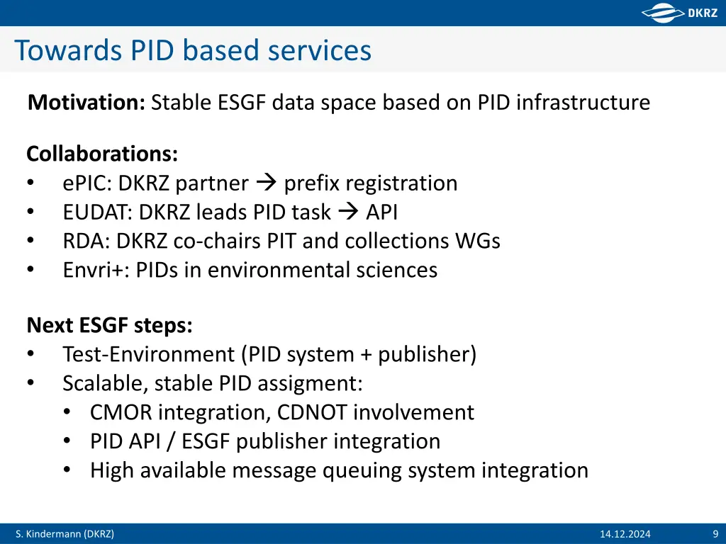 towards pid based services