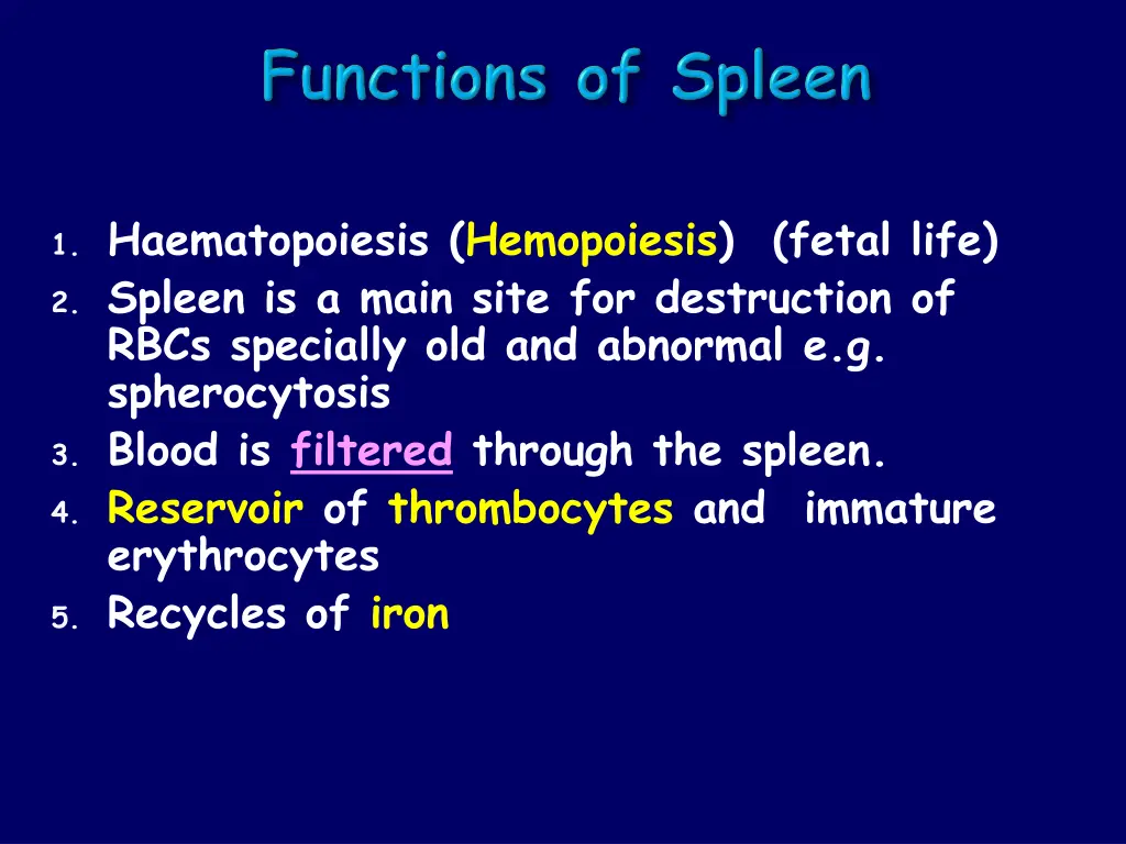 1 haematopoiesis hemopoiesis fetal life 2 spleen