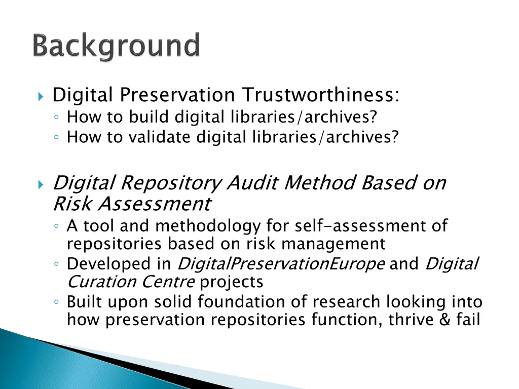 digital preservation trustworthiness how to build