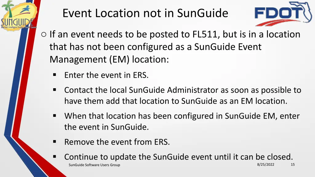 event location not in sunguide