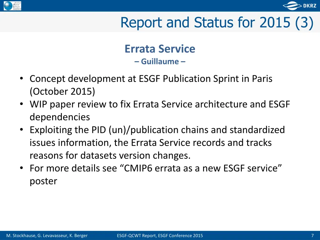 report and status for 2015 3