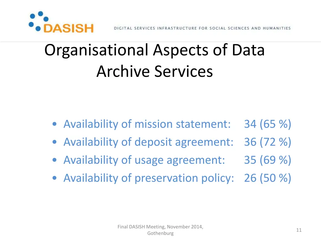 organisational aspects of data archive services