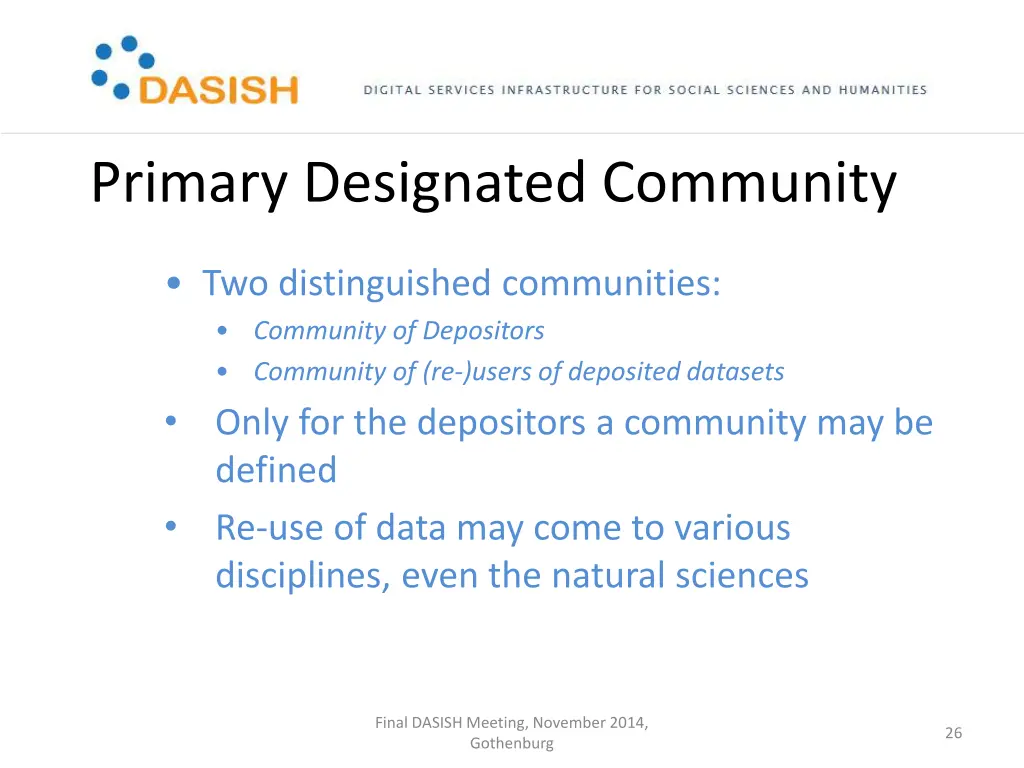 primary designated community