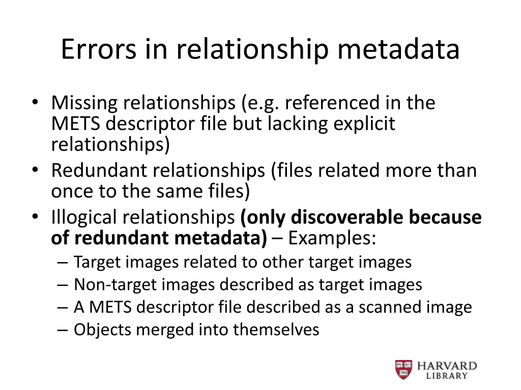 errors in relationship metadata