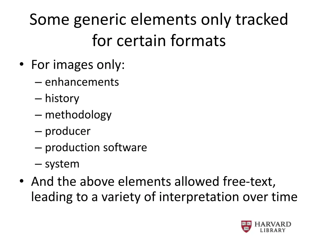 some generic elements only tracked for certain