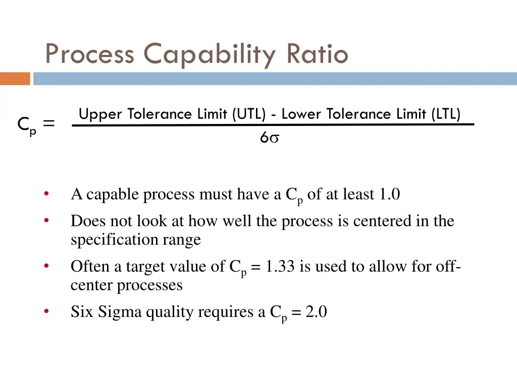 process capability ratio