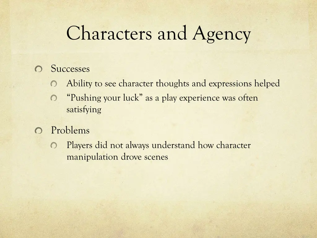 characters and agency 2