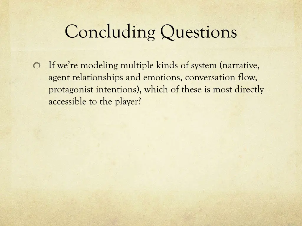 concluding questions