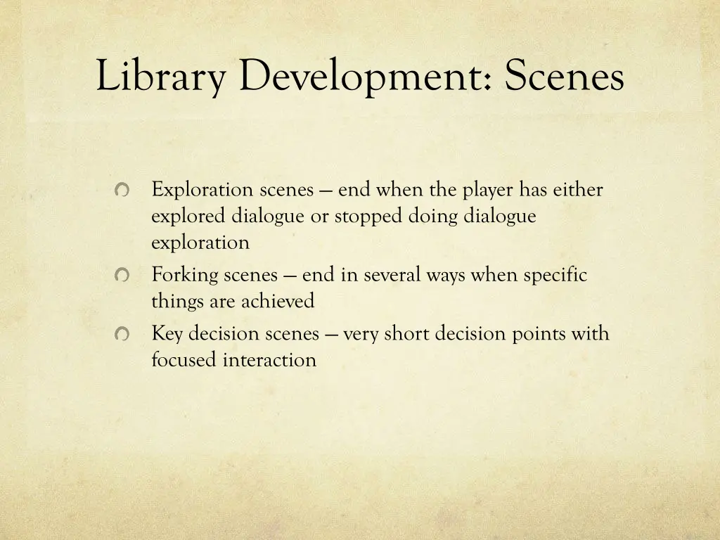 library development scenes