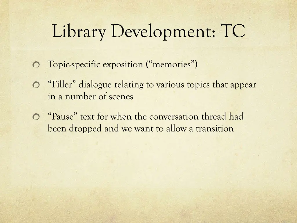 library development tc 1