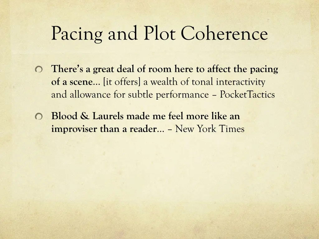 pacing and plot coherence 1