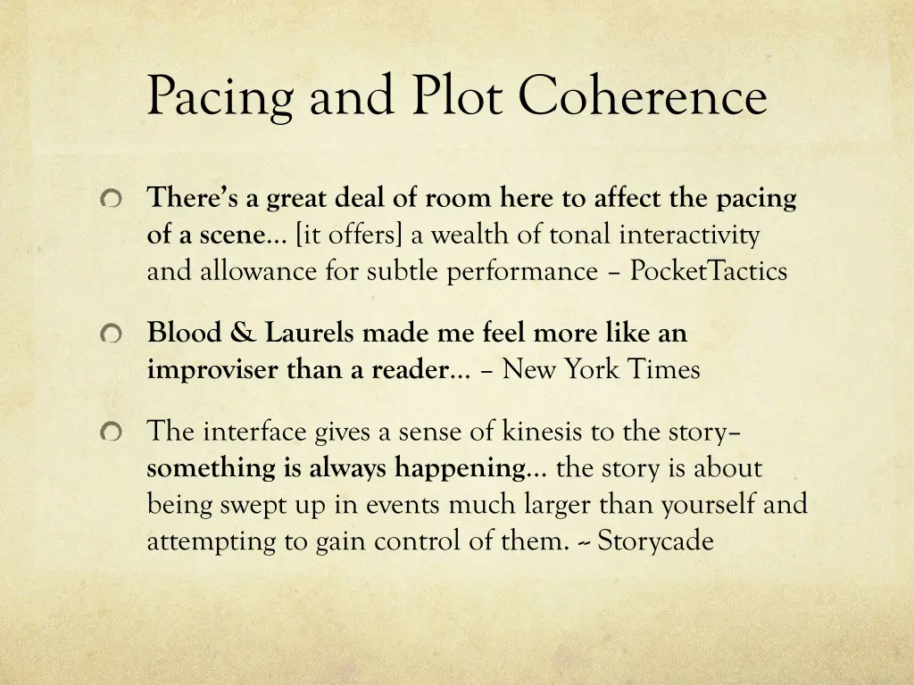 pacing and plot coherence 2