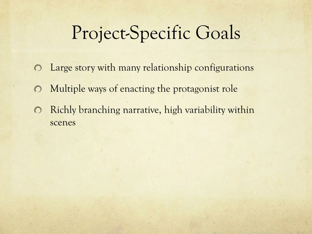 project specific goals