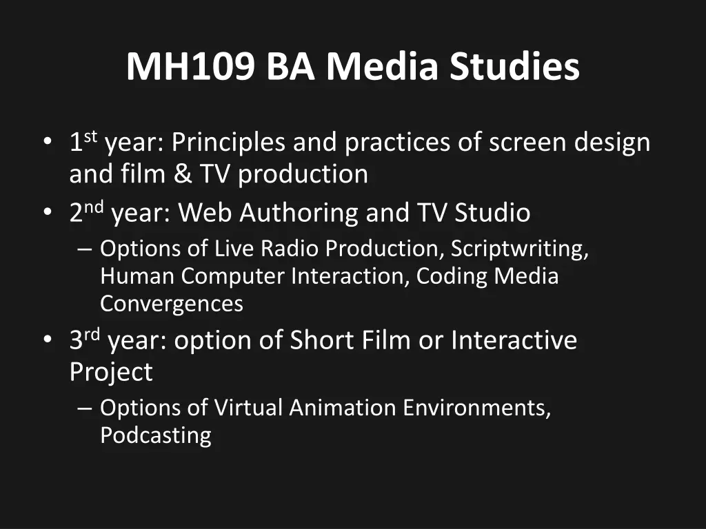 mh109 ba media studies